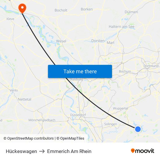 Hückeswagen to Emmerich Am Rhein map