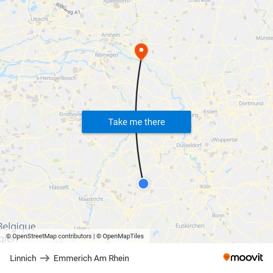 Linnich to Emmerich Am Rhein map