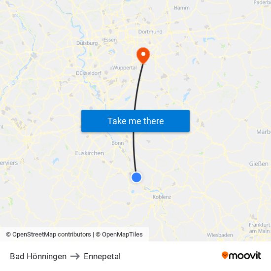 Bad Hönningen to Ennepetal map