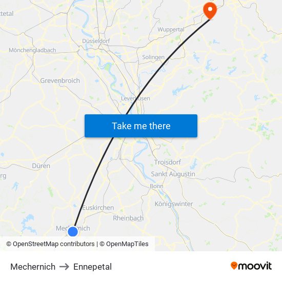 Mechernich to Ennepetal map