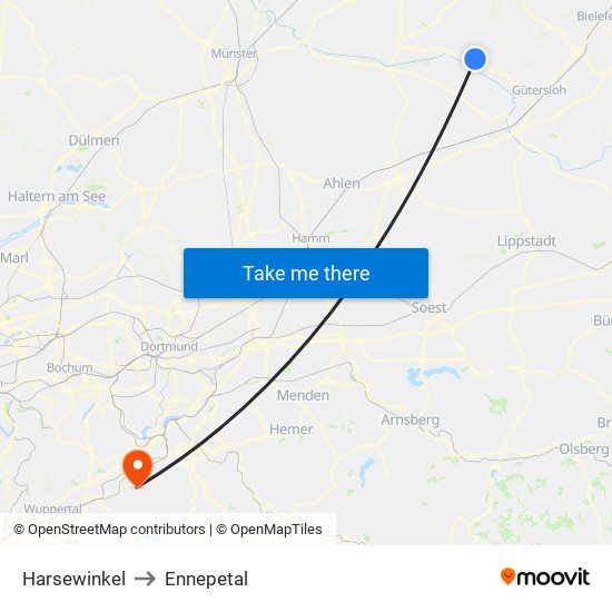 Harsewinkel to Ennepetal map