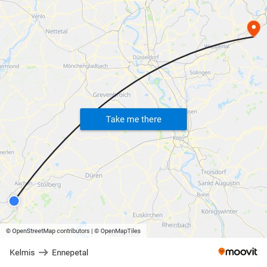 Kelmis to Ennepetal map