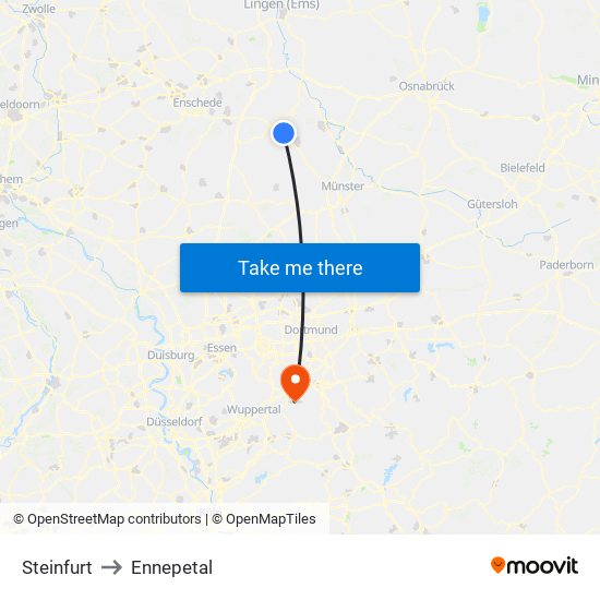Steinfurt to Ennepetal map