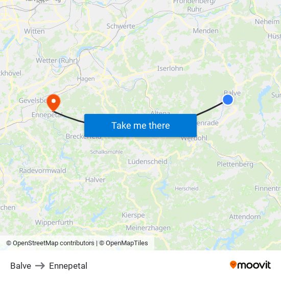 Balve to Ennepetal map