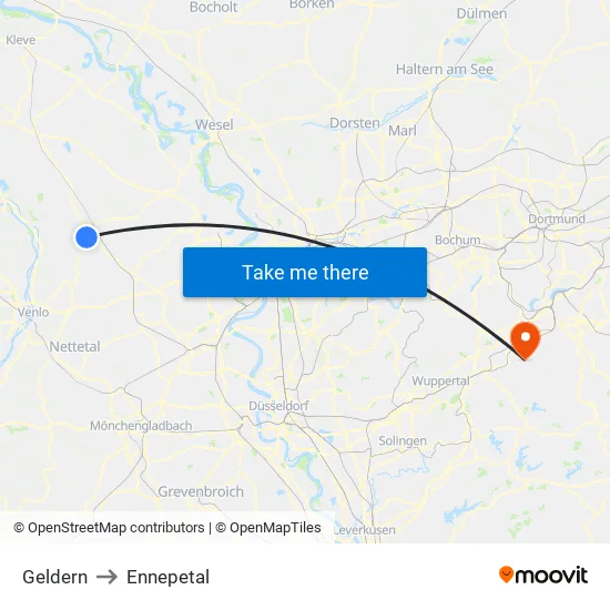Geldern to Ennepetal map