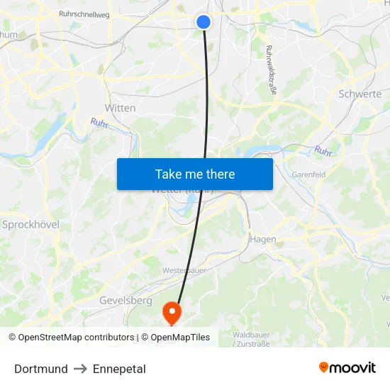 Dortmund to Ennepetal map