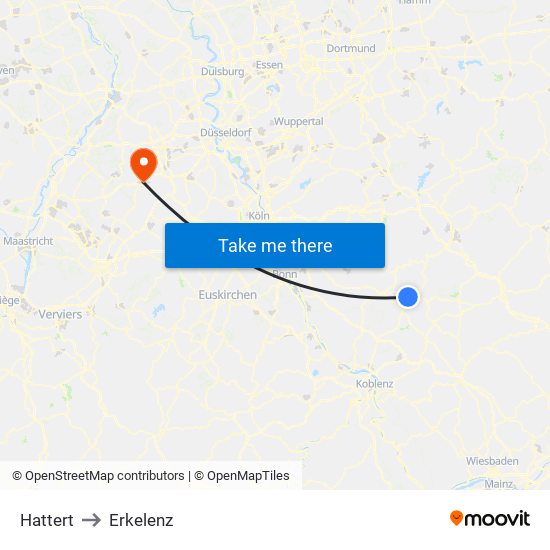 Hattert to Erkelenz map