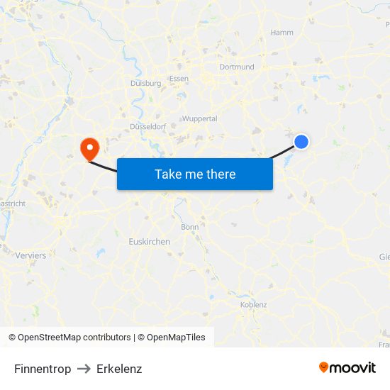 Finnentrop to Erkelenz map