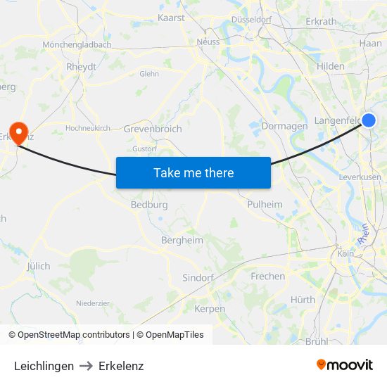 Leichlingen to Erkelenz map