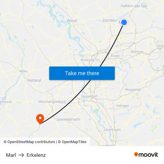 Marl to Erkelenz map