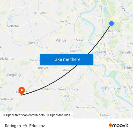 Ratingen to Erkelenz map