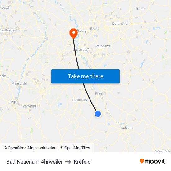 Bad Neuenahr-Ahrweiler to Krefeld map