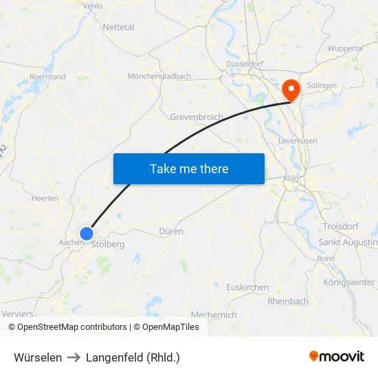 Würselen to Langenfeld (Rhld.) map