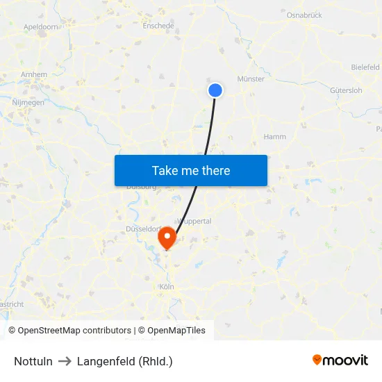 Nottuln to Langenfeld (Rhld.) map