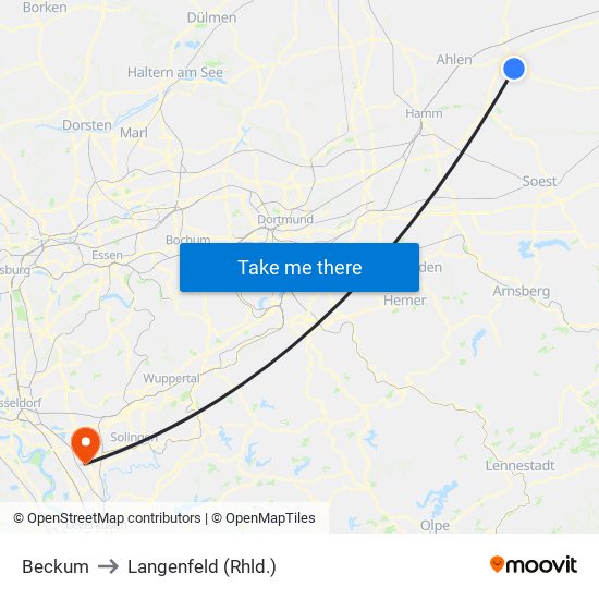 Beckum to Langenfeld (Rhld.) map