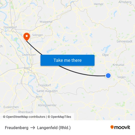 Freudenberg to Langenfeld (Rhld.) map