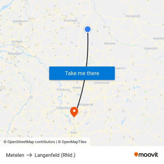 Metelen to Langenfeld (Rhld.) map