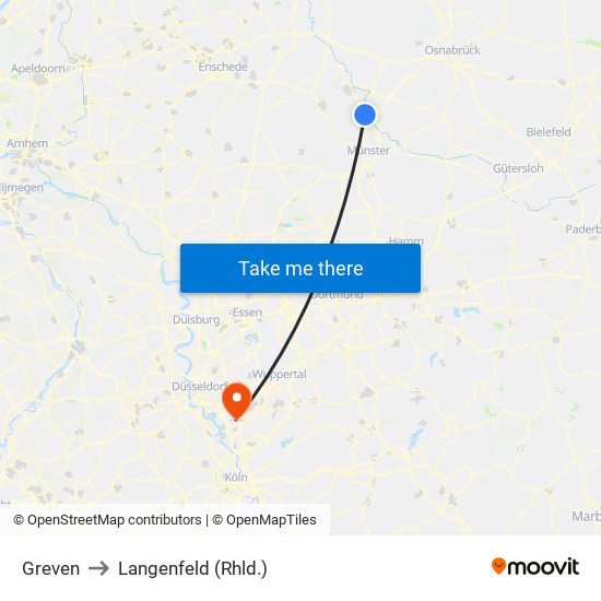 Greven to Langenfeld (Rhld.) map