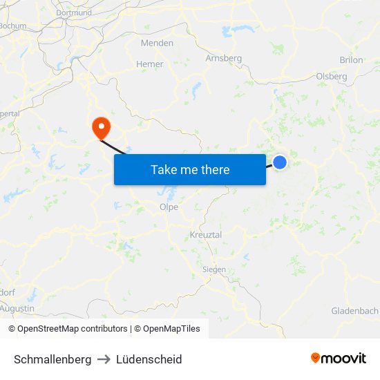 Schmallenberg to Lüdenscheid map