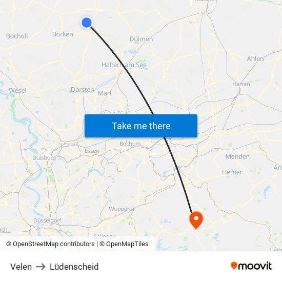 Velen to Lüdenscheid map