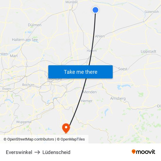 Everswinkel to Lüdenscheid map