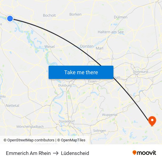 Emmerich Am Rhein to Lüdenscheid map