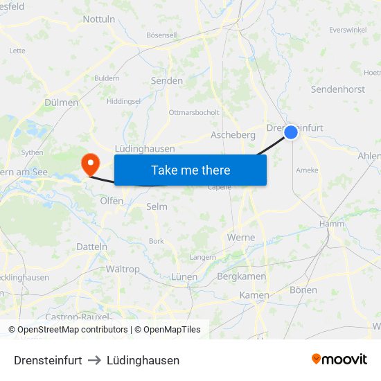 Drensteinfurt to Lüdinghausen map