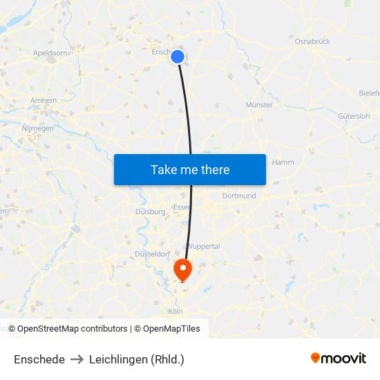 Enschede to Leichlingen (Rhld.) map