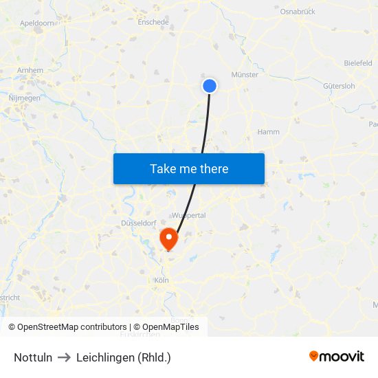 Nottuln to Leichlingen (Rhld.) map