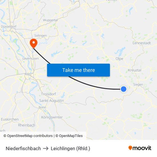 Niederfischbach to Leichlingen (Rhld.) map