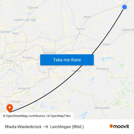 Rheda-Wiedenbrück to Leichlingen (Rhld.) map