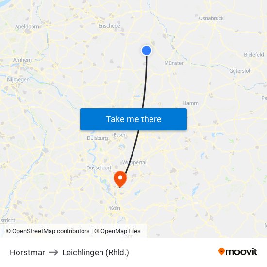 Horstmar to Leichlingen (Rhld.) map