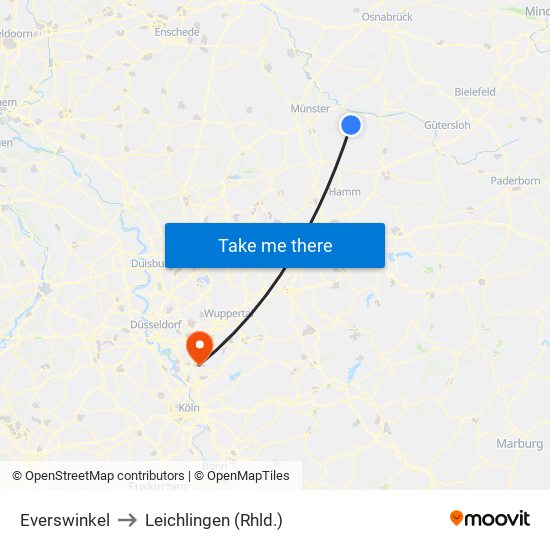 Everswinkel to Leichlingen (Rhld.) map