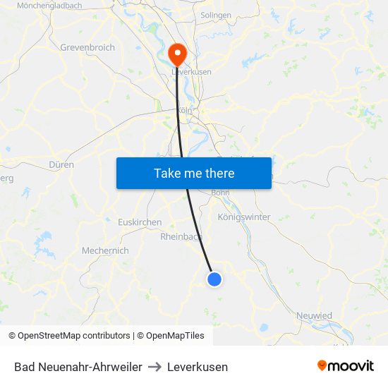 Bad Neuenahr-Ahrweiler to Leverkusen map