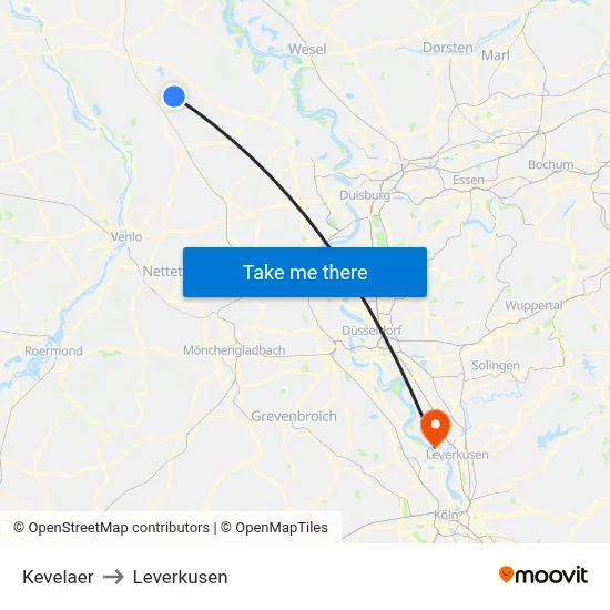 Kevelaer to Leverkusen map