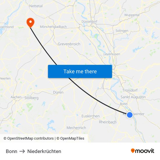 Bonn to Niederkrüchten map