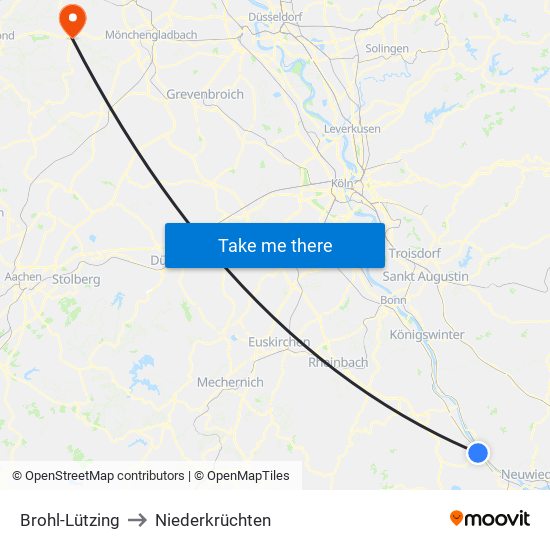 Brohl-Lützing to Niederkrüchten map