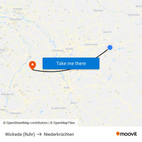 Wickede (Ruhr) to Niederkrüchten map