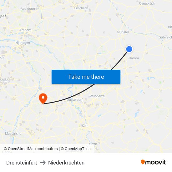 Drensteinfurt to Niederkrüchten map