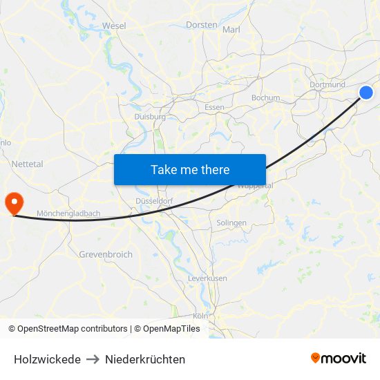 Holzwickede to Niederkrüchten map