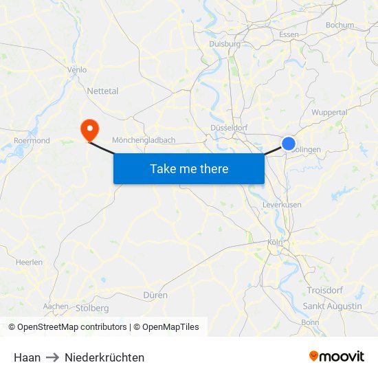 Haan to Niederkrüchten map