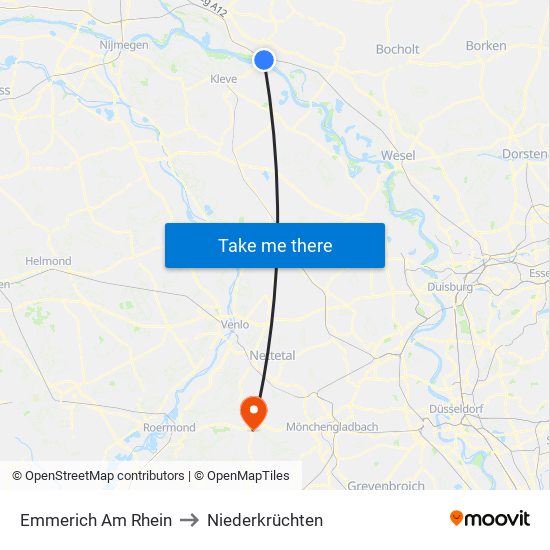 Emmerich Am Rhein to Niederkrüchten map