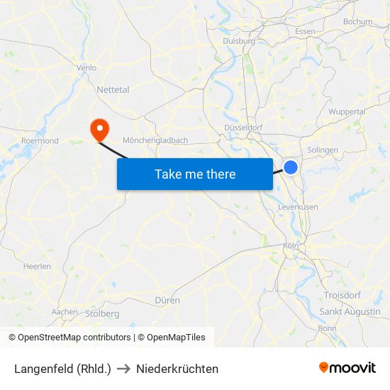 Langenfeld (Rhld.) to Niederkrüchten map