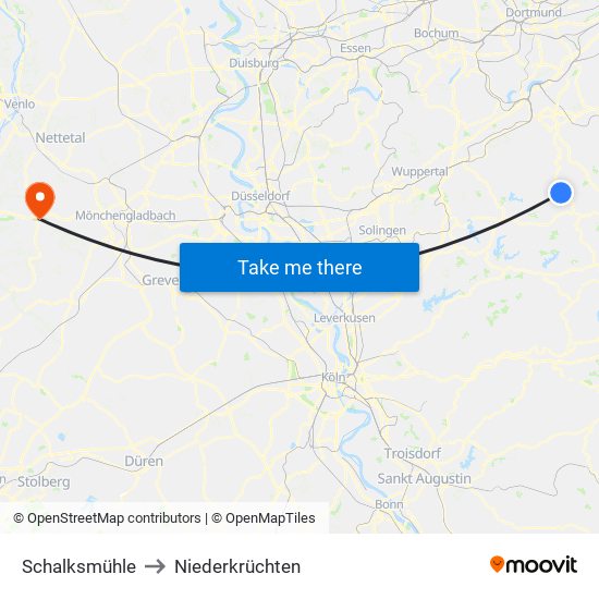 Schalksmühle to Niederkrüchten map