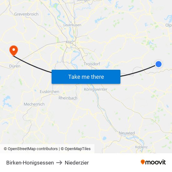 Birken-Honigsessen to Niederzier map