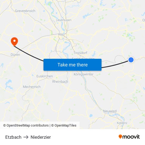 Etzbach to Niederzier map