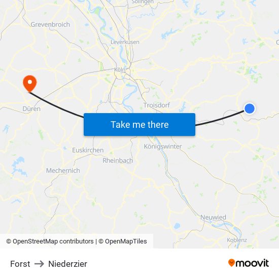 Forst to Niederzier map