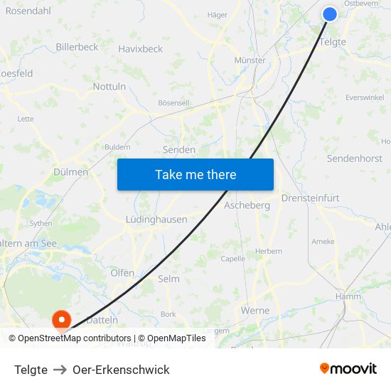 Telgte to Oer-Erkenschwick map