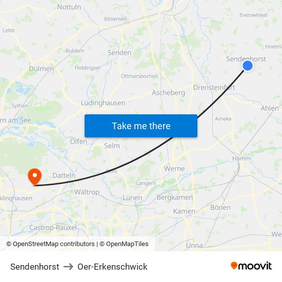 Sendenhorst to Oer-Erkenschwick map