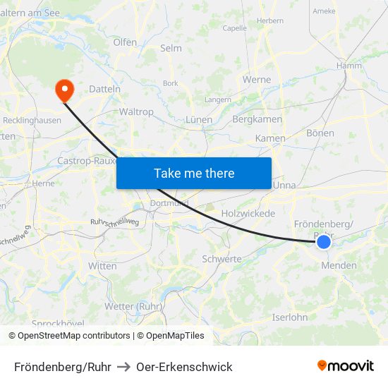 Fröndenberg/Ruhr to Oer-Erkenschwick map